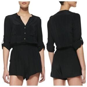 Twelfth Street by Cynthia Vincent Romper Silk Black Minimalist Neutral Size XS